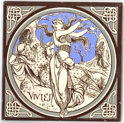 John Moyr Smith, One of a set of Minton tiles: "Vivien", about 1875