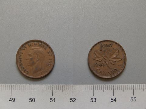 George VI, King of Great Britain, 1 Cent from Ottawa with George VI, King of Great Britain, 1943