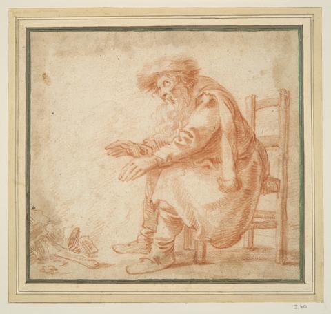 Pieter Jansz. Quast, Old Man Warming his Hands at a Fire, 17th century