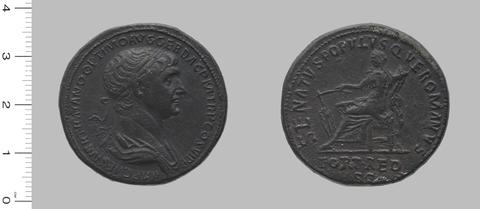 Trajan, Emperor of Rome, Sestertius of Trajan, Emperor of Rome from Rome, 114–15