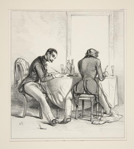 Paul Gavarni, Conge en Partie Double. Notre (ce mot raye) Chere Adele..., 1837
