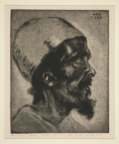 Hermann Struck, Male head (of a blind man?) in profile, 1936