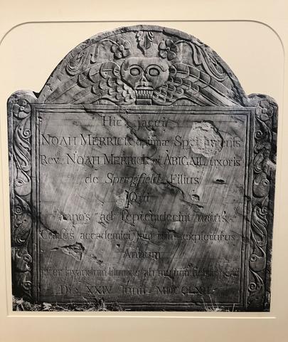 Daniel Farber, Gravestone of Noah Merrick, 1762 in Cambridge (stone); 1974 (photo)