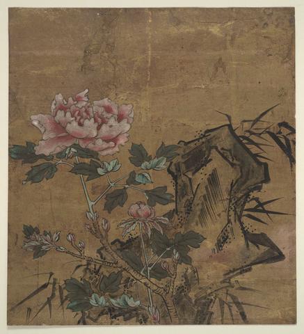 Rinpa School, Peonies, Rock and Bamboo, late 18th–early 19th century