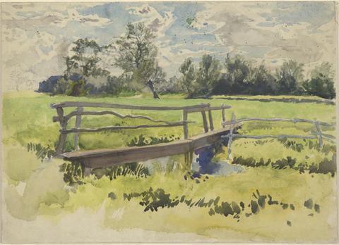 Edwin Austin Abbey, Landscape, marsh and bridge, n.d.