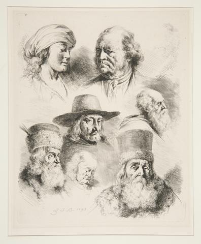 Jean Jacques de Boissieu, Seven Portrait heads, 1793