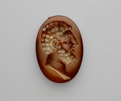 Carved Intaglio Gemstone with Head of Bearded Man Facing Right, 1st–3rd century A.D.