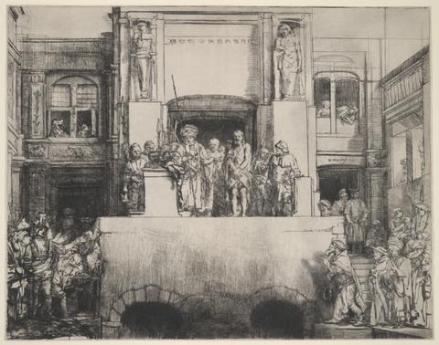 Rembrandt (Rembrandt van Rijn), Christ Presented to the People: oblong plate, 1655