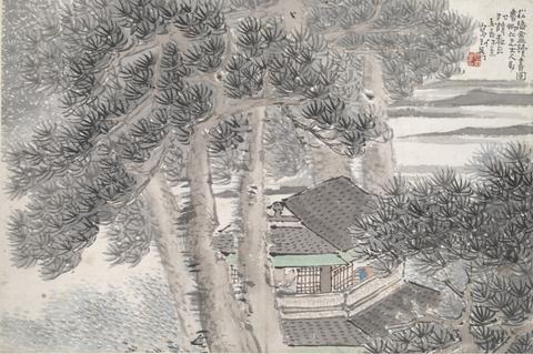 Ren Xun, Reading at the Secluded Pine Studio (Song yin an), 19th century