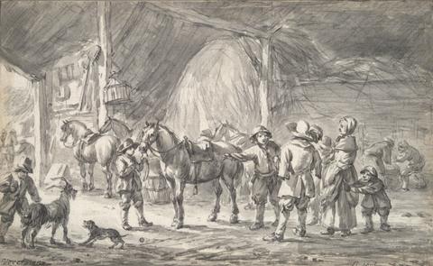 Barend Gael, Peasants and Horses in a Stable, n.d.