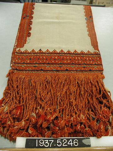 Unknown, Embroidered scarf of plain cloth