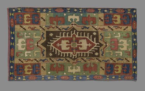 Unknown, Mat Embroidered with Stylized Plant and Animal Motifs, late 18th century