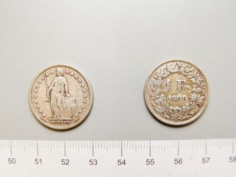 Bern, 1 Franc from Bern, 1908