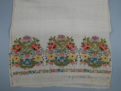 Unknown, Bridal Towel with Flower Vases, early 20th century