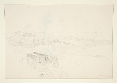 Truman Seymour, Coast View. Verso: sketch of two trees and a boat, 19th century