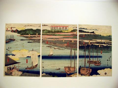 Utagawa Hiroshige, Picture of the Waterfront at Yokohama, 3rd month, 1860
