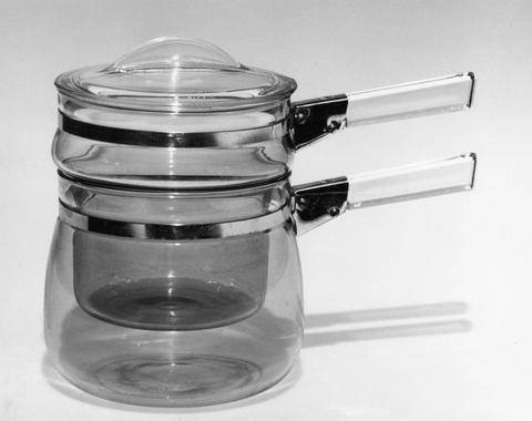 Corning Glass Works, Double boiler with lid, ca. 1937