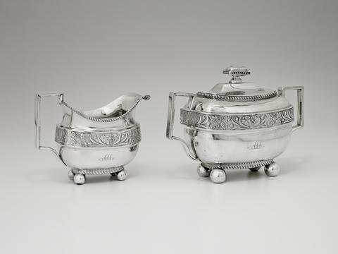 Garret Forbes, Sugar bowl with cover and creamer set, 1810–20
