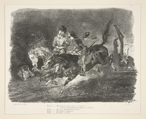 Eugène Delacroix, Faust et Méphistophélès galopant dans la nuit du sabbat (Faust and Mephistopheles Galloping on the Night of the Witches' Sabbath), ca. 1828
