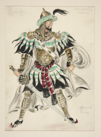 Mstislav Dobuzhinsky, Costume sketch for Raymonda, (by Glazonnet), Abderechman (N. Zverof), #45, 1932