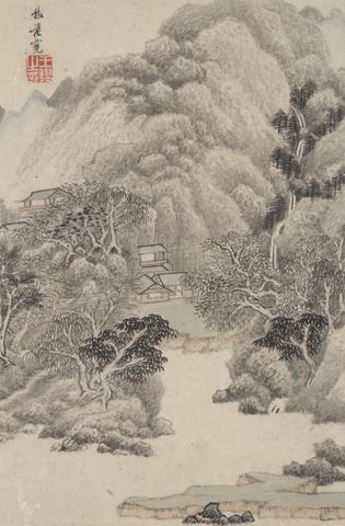 Wang Jian, Landscape in the Style of Various Old Masters: Landscape after Fan Kuan (990–1030), 1669