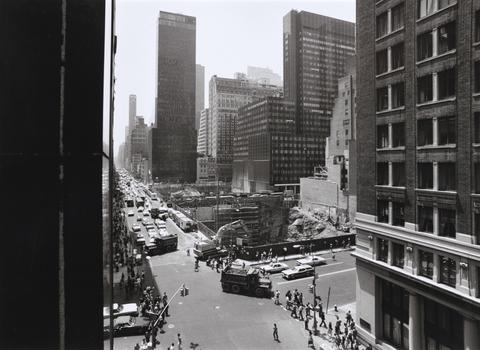 Marvin E. Newman, Looking Southwest at the I.B.M. and AT&T Site from 58th Street and Madison Avenue, from the series Open Spaces, Temporary and Accidental, 1979