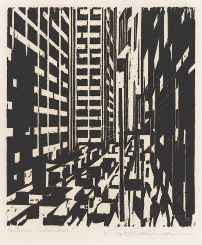 Max Thalmann, Büros Überall (Offices Everywhere), no. 7 from the portfolio Amerika im Holzschnitt: Vom Rhythmus der neuen Welt (America in Woodcut: Rhythms of the New World), 1927