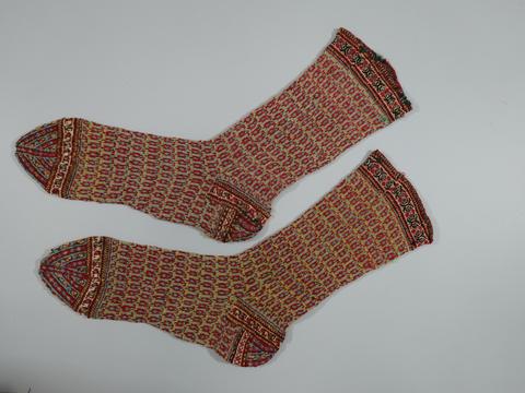 Unknown, Pair of Knitted Socks with a Paisley Pattern, 19th century