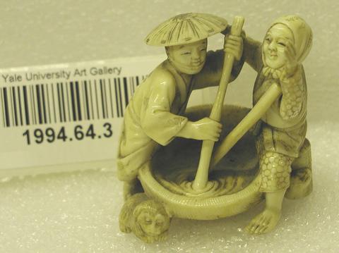 Unknown, Peasant Couple Stirring a Shallow Bowl, 19th century
