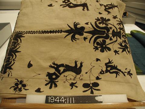 Unknown, Length of linen embroidered in wool, n.d.