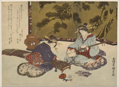 Utagawa Kunisada, Two Courtesans Playing Musical Instruments, ca. 1825