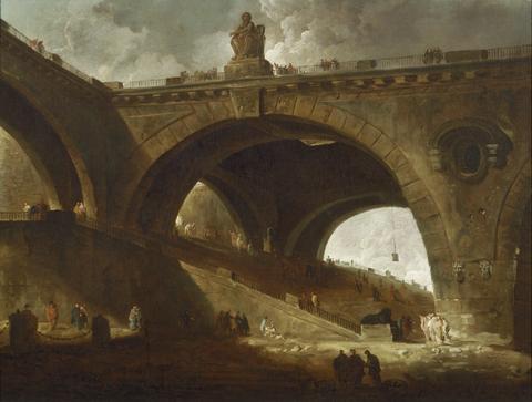 Hubert Robert, The Old Bridge, ca. 1760
