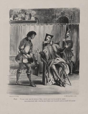 Eugène Delacroix, Méphistophélès recevant l'écolier (Mephistopheles Receiving the Student), from Johann Wolfgang von Goethe's Faust, 1827, published 1828