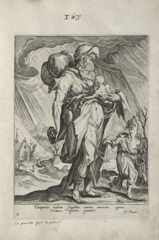 Zacharias Dolendo, Poverty, pl. 6 of 9 from the series Virtues and Vices, 1596–97