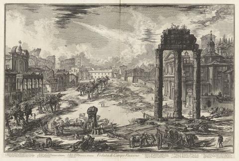 Giovanni Battista Piranesi, Veduta di Campo Vaccino (View of the Campo Vaccino [the Roman Forum with the Temple of Castor and Pollux to the right]), from Vedute di Roma (Views of Rome), 1772