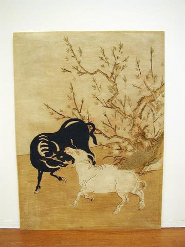 Isoda Koryūsai, Black Ox and White Goat in Spring, ca. 1775