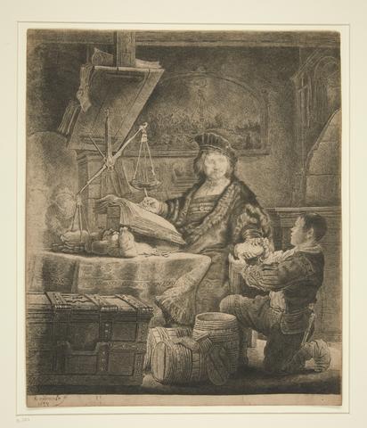 William Baillie, Jan Uytenbogaert. "The Goldweigher": reworked plate, modern impression, n.d.