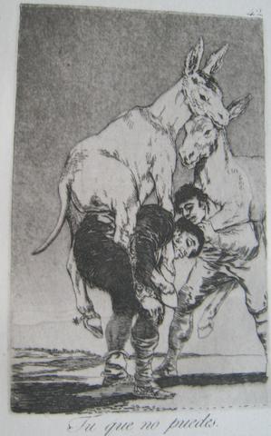 Francisco Goya, Tu que no puedes. (Thou Who Canst Not.), pl. 42 from the series Los caprichos, 1797–98 (edition of 1881–86)