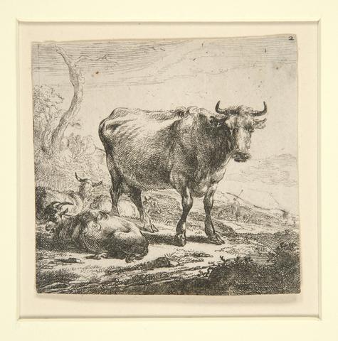 Nicolaes Berchem, The Set of the Cows, with the Milk-Maid, 1644
