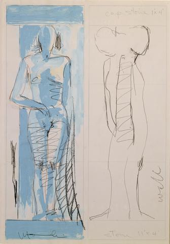 Manuel Neri, Mujer Pegada Preparatory Drawing IV, 1983