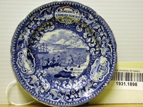 Enoch Wood and Sons, Cup plate with a view of the Landing of the Fathers at Plymouth, 1820–46