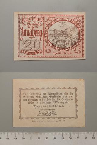 Annaberg, 20 Heller from Annaberg, Notgeld, 1920
