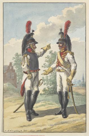 Jan  Anthonie Langendijk, Tow Cuirassiers of the Dutch Royal Horse Guard, 1808