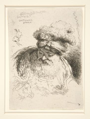 Giovanni Benedetto Castiglione, An old man with a large beard, seen in front view, his head and eyes lowered, from the series Les petites tetes d'hommes...B. 45, n.d.