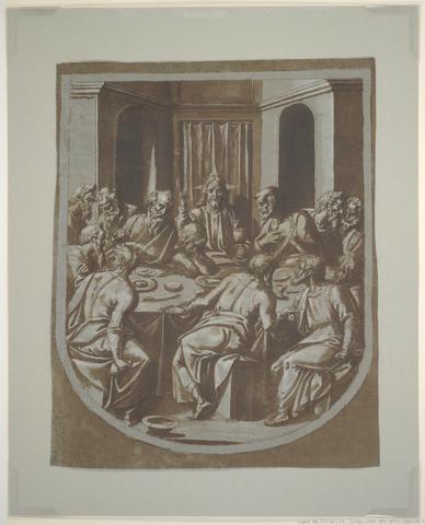 Diego López de Escuriaz, The Last Supper: design for the hood of a liturgical cope, probably 1589