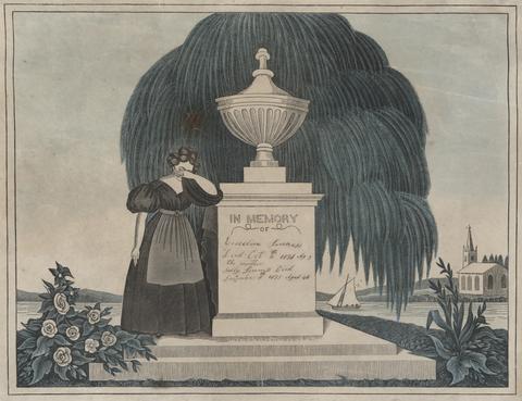 Unknown, Memorial Form with Mourning Woman at Grave-stone, 19th century