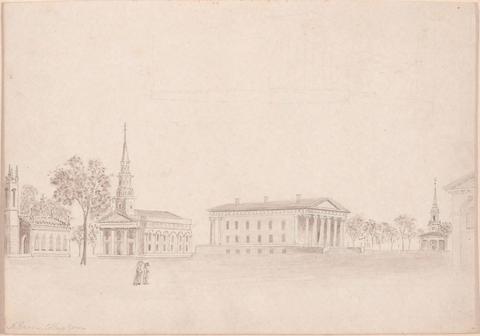 Alexander Jackson Davis, New Haven College Green, ca. 1830