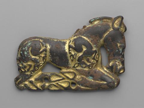 Unknown, Belt Plaque in the Shape of a Kneeling Horse, 3rd–2nd century B.C.E.