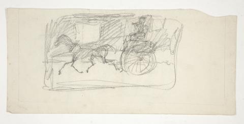 Edwin Austin Abbey, Sketch of a horse pulling a carriage, n.d.