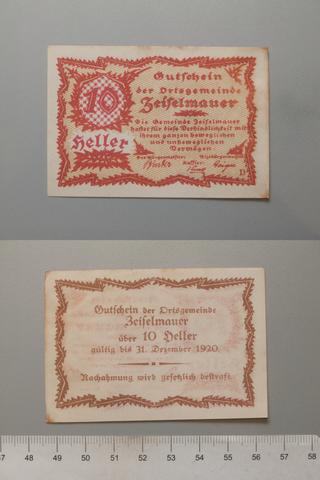 Zeiselmauer, 10 Heller from Zeiselmauer, Notgeld, 1920
